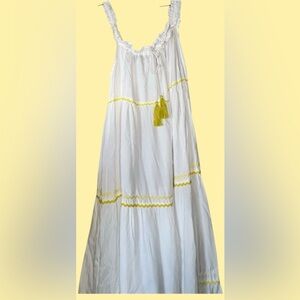 Maxi Dress NWT America & Beyond White Yellow Ric-Rac Boho